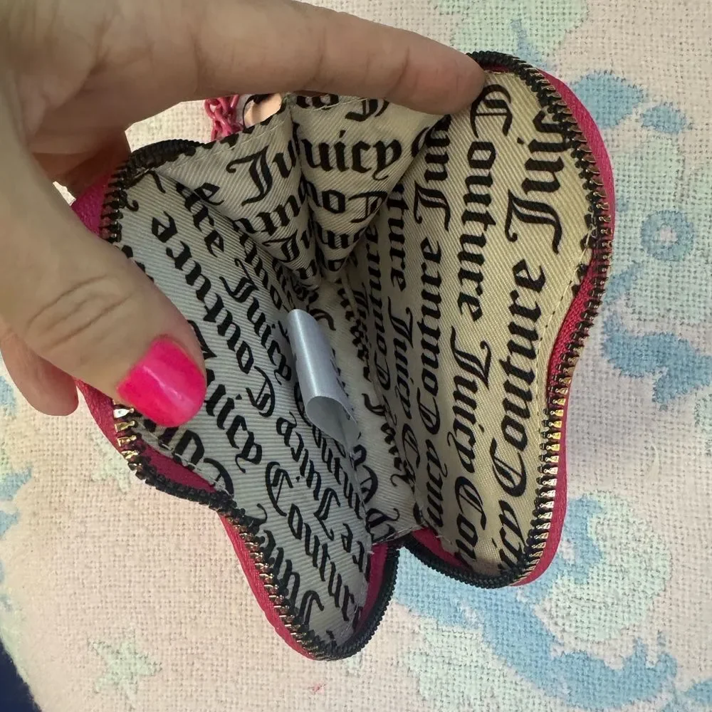 NWT *Juicy Couture* Monogram Fuchsia Heart Coin Pouch